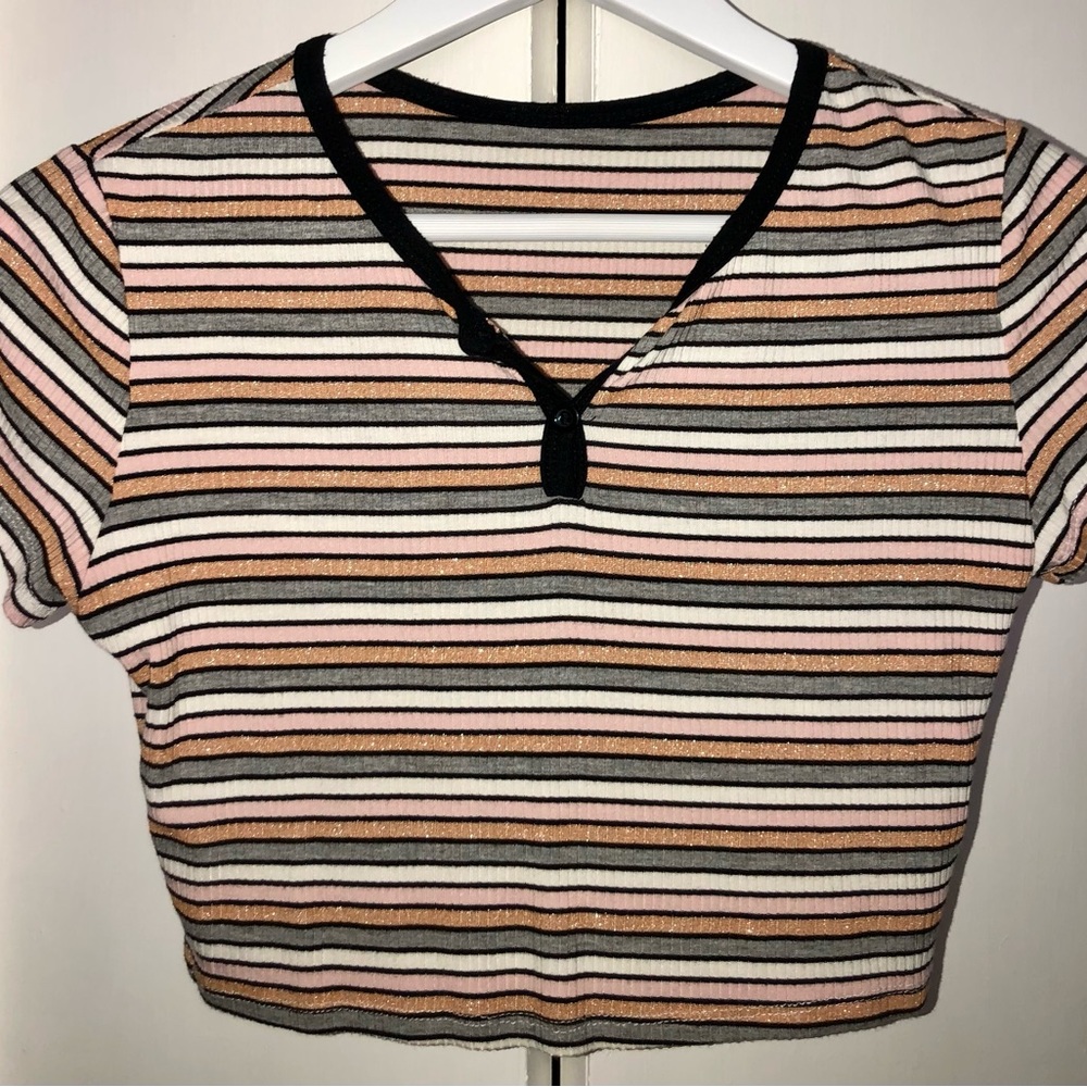 Striped Multicolored Cropped Tee